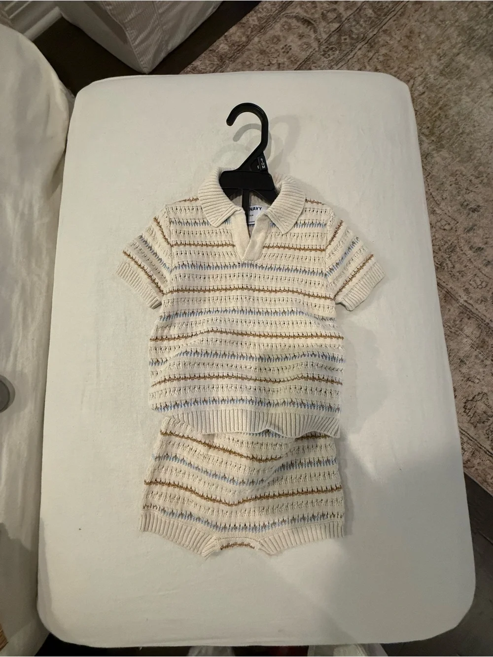 Old Navy Cream Striped Knit Polo and Shorts Set NWOT